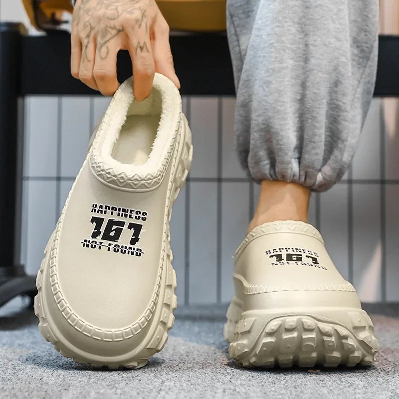 Waterproof Fleece-Lined Cotton Slippers