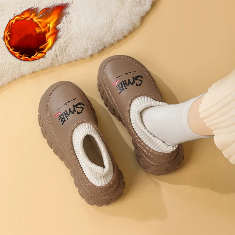 Couple Fleece-Lined Cotton Slippers
