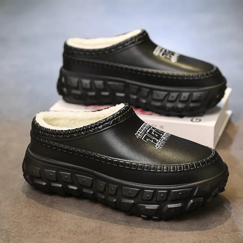 Waterproof Fleece-Lined Cotton Slippers