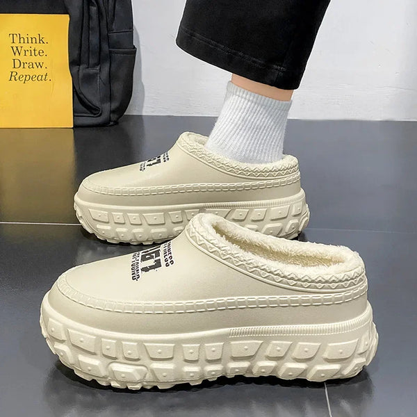 Waterproof Fleece-Lined Cotton Slippers