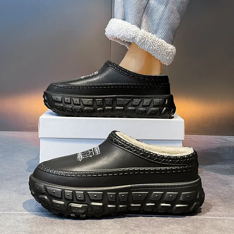 Waterproof Fleece-Lined Cotton Slippers