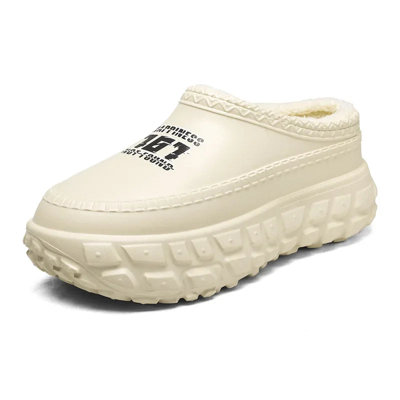 Waterproof Fleece-Lined Cotton Slippers