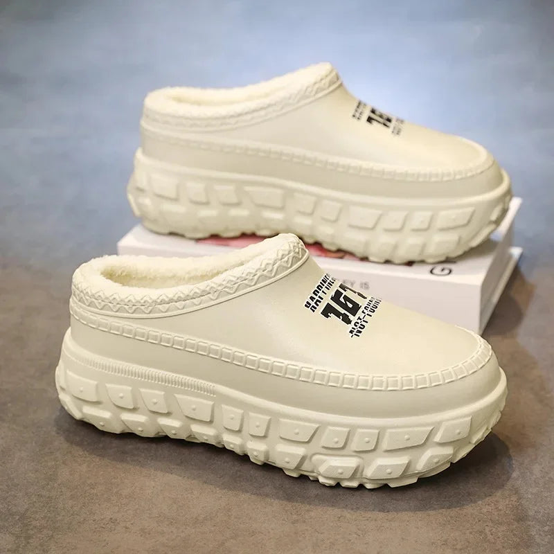 Waterproof Fleece-Lined Cotton Slippers