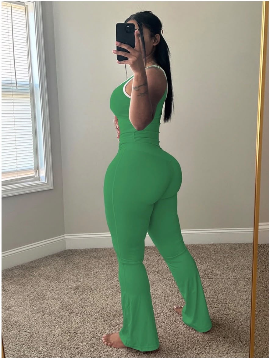 Contrast Trim Flare Jumpsuit