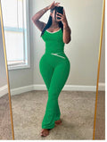 Contrast Trim Flare Jumpsuit