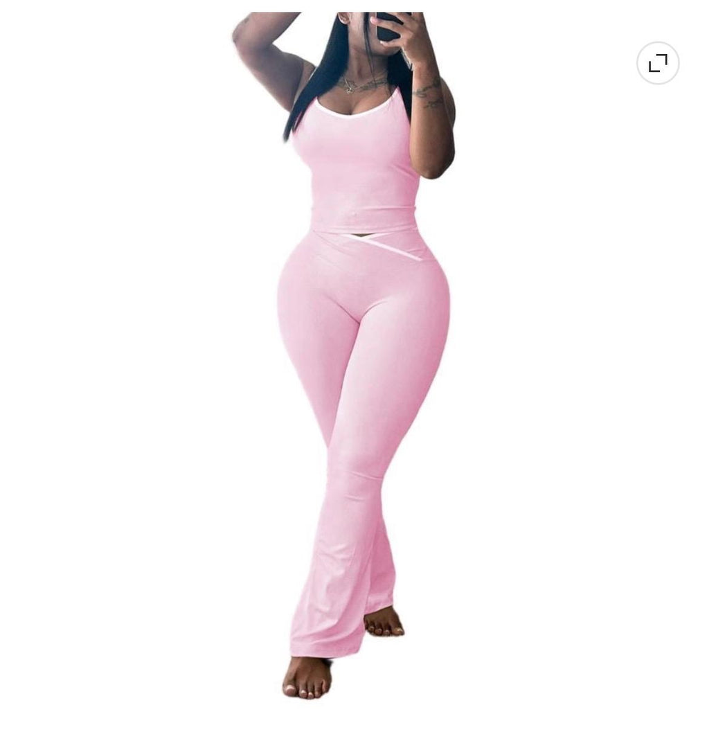 Contrast Trim Flare Jumpsuit