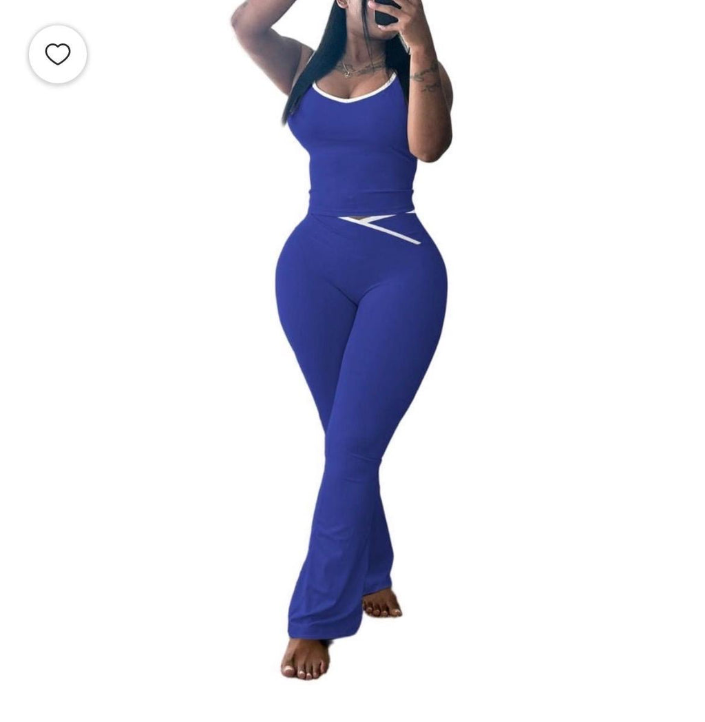 Contrast Trim Flare Jumpsuit